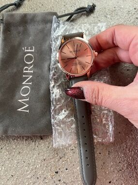 NWT - Monroe Rose Gold Dial Women's Watch with Gray Strap